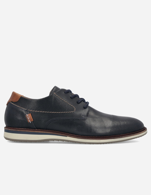 Zapatos Casual Hombre Cuero Perforado Toulouse Azul Bullboxer
