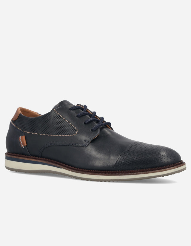 Zapatos Casual Hombre Cuero Perforado Toulouse Azul Bullboxer
