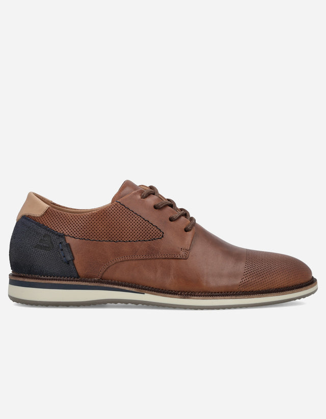 Zapatos Casual Hombre Cuero Perforado Toulouse Brandy Bullboxer