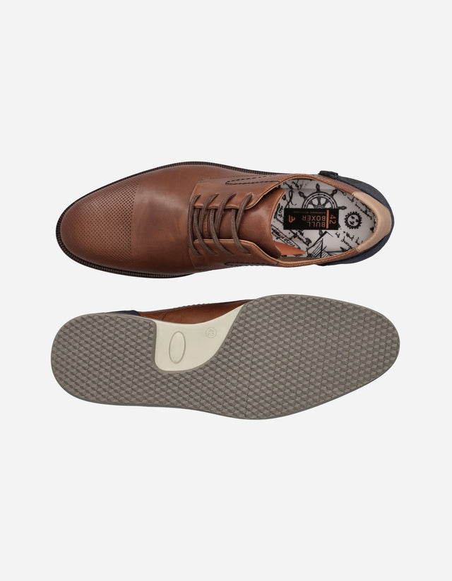 Zapatos Casual Hombre Cuero Perforado Toulouse Brandy Bullboxer
