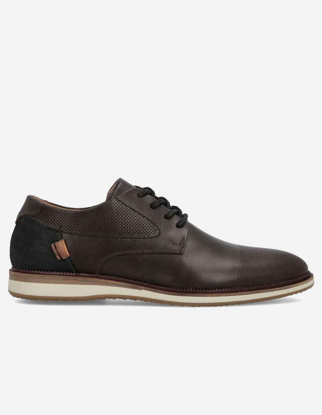 Zapatos Casual Hombre Cuero Perforado Toulouse Café Bullboxer