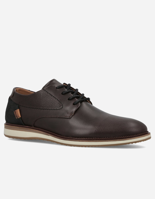 Zapatos Casual Hombre Cuero Perforado Toulouse Café Bullboxer