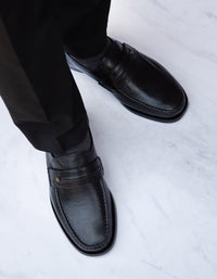 Mocasines Tubular Cuero Cabritilla Hombre Suela De Cuero Cab-3-32 Negro