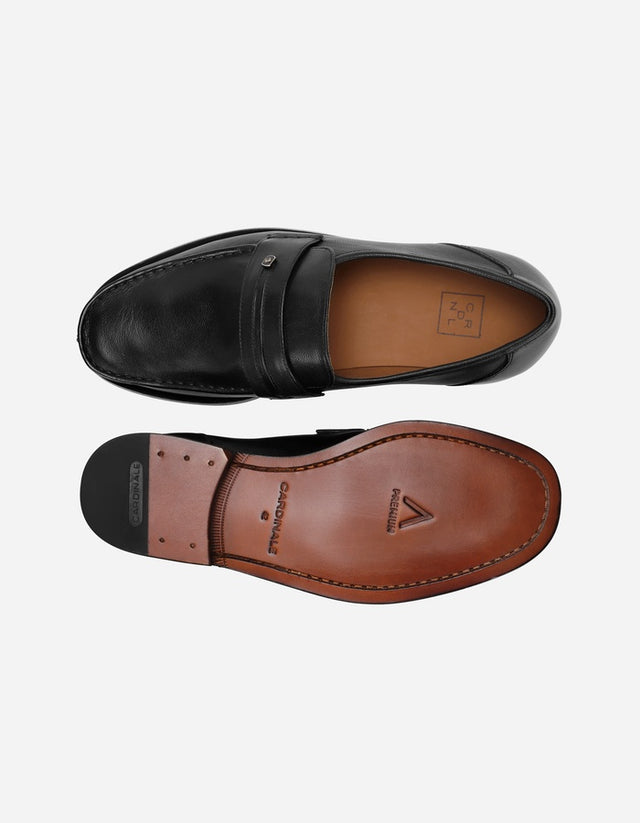 Mocasines Cuero Cabritilla Hombre Suela De Cuero Tubular Cab-3-32 Negro