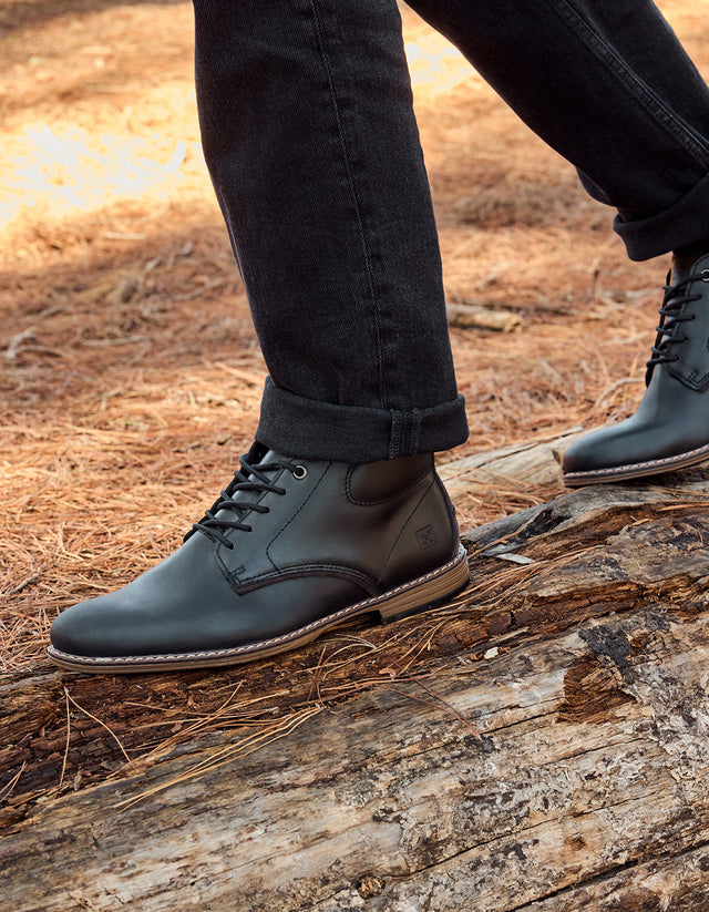 Botines Hombre De Cuero York-6-47-Negro
